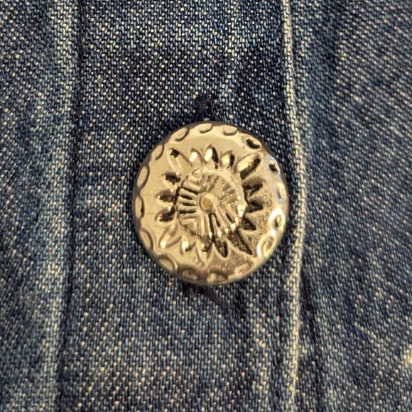 Vintage 90s Denim Embroidered Button Top Jacket Shacket Mainstreet Blues Boho XL - Picture 4 of 8